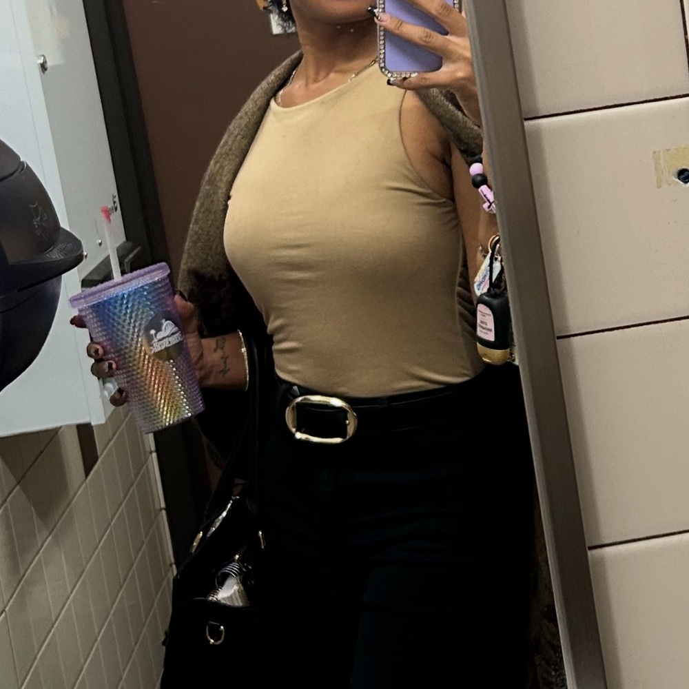 Fashion Nova Tan Sleeveless Bodysuit
